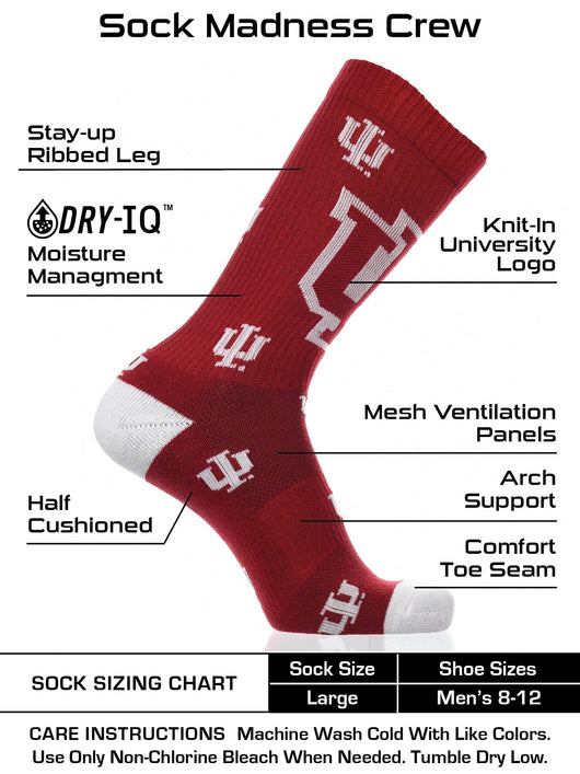 Indiana Hoosiers Mayhem Crew Socks