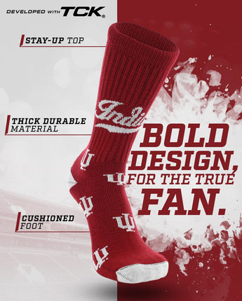 Indiana Hoosiers Mayhem Crew Socks (Made in USA)