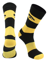 Iowa Hawkeyes Black & Gold Striped Crew Socks - NCAA Men's Dress & Casual Game Day Apparel - Soft Gear, Large