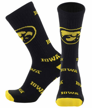 TCK socks Iowa Gold/Black / Large Iowa Hawkeyes Mayhem Crew Socks (Made in USA)