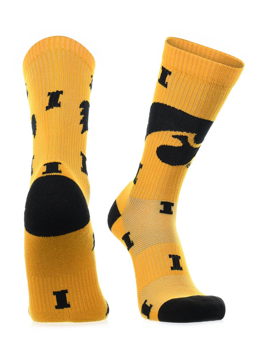 TCK socks Iowa Gold/Black / Large Iowa Hawkeyes Socks Crew Length Sock Mayhem