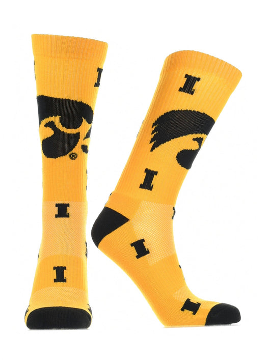 TCK socks Iowa Gold/Black / Large Iowa Hawkeyes Socks Crew Length Sock Mayhem