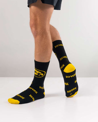 TCK socks Iowa Hawkeyes Mayhem Crew Socks (Made in USA)