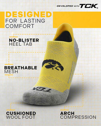 TCK socks Iowa Hawkeyes Tour No Show Tab Socks - Made in USA
