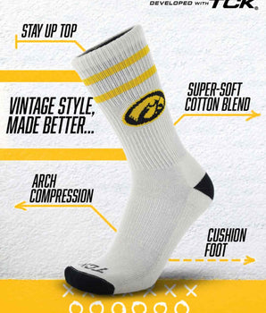 TCK socks Iowa Hawkeyes | Vintage | NCAA Mens and Womens Soft Cotton Sock