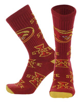 TCK socks Iowa State Cardinal/Gold / Large Iowa State Cyclones Mayhem Crew Socks (Made in USA)