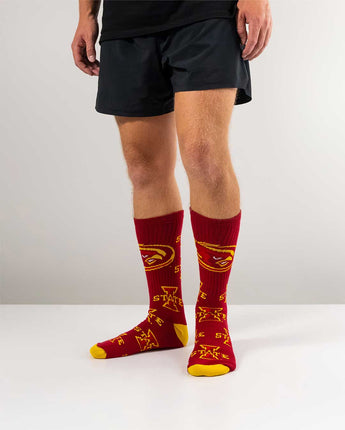 TCK socks Iowa State Cardinal/Gold / Large Iowa State Cyclones Mayhem Crew Socks (Made in USA)
