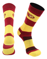 Iowa State Cyclones Cardinal & Gold Striped Crew Socks - NCAA Men's Dress & Casual Game Day Apparel - Soft Gear