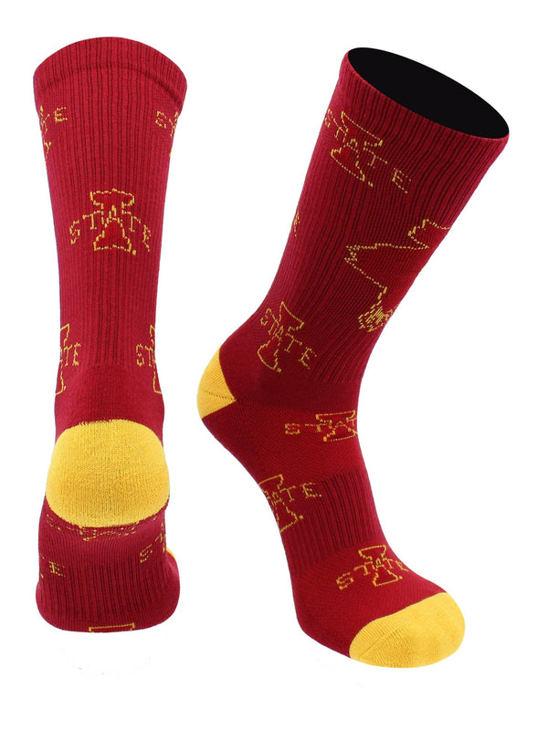 TCK socks Iowa State Cardinal/Gold / Large Iowa State Cyclones Socks Iowa State University Cyclones Mayhem Crew Socks