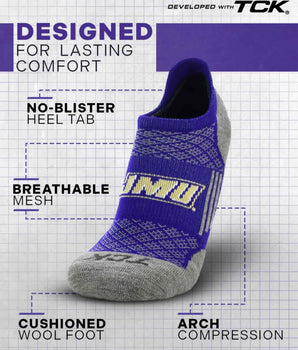 JMU Dukes No Show Tour Socks - Made in USA
