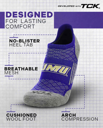 JMU Dukes No Show Tour Socks - Made in USA