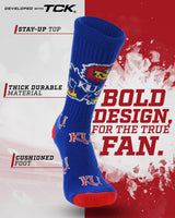Kansas Jayhawks Mayhem Crew Socks (Made in USA)