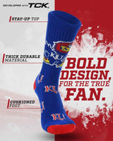 TCK socks Kansas Jayhawks Mayhem Crew Socks (Made in USA)