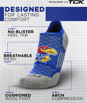 Kansas Jayhawks No Show Tour Socks - Made in USA