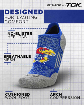 Kansas Jayhawks No Show Tour Socks - Made in USA