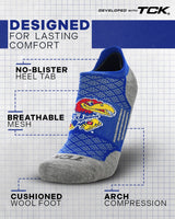 TCK socks Kansas Jayhawks No Show Tour Socks - Made in USA