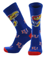 TCK socks Kansas Royal/Scarlet / Large Kansas Jayhawks Mayhem Crew Socks (Made in USA)
