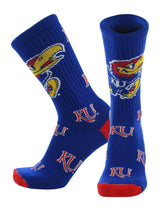 TCK socks Kansas Royal/Scarlet / Large Kansas Jayhawks Mayhem Crew Socks (Made in USA)