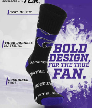 TCK socks Kansas State Wildcats Mayhem Crew Socks (Made in USA)