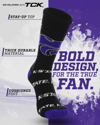 TCK socks Kansas State Wildcats Mayhem Crew Socks (Made in USA)