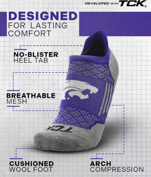TCK socks Kansas State Wildcats Tour No Show Tab Socks - Made in USA