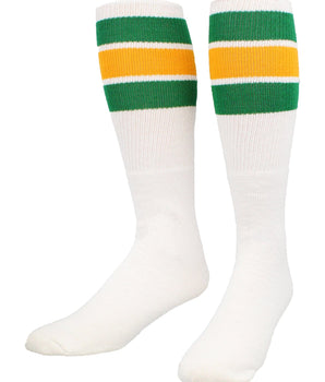 TCK socks Kelly Green/Gold / Small Retro 3 Stripe OTC Tube Socks