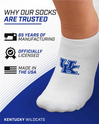 TCK socks Kentucky Wildcats / One Size TCK Kentucky Wildcats No Show Liner Socks (3-Pack)