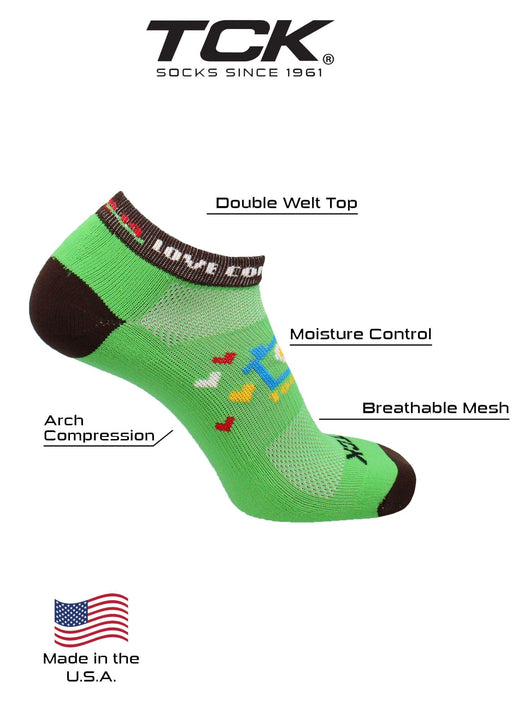 TCK socks Lime Green / Medium Love Conquers All Low Cut Ankle Socks