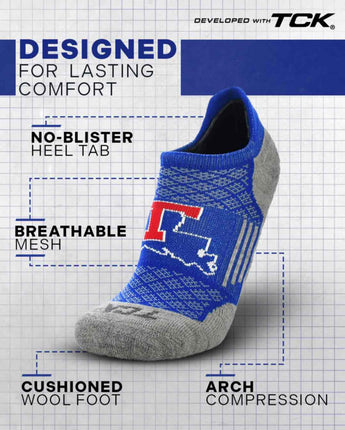 Louisiana Tech Bulldogs No Show Tour Socks - Made in USA