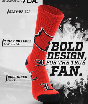 Louisville Cardinals Mayhem Crew Socks (Made in USA)
