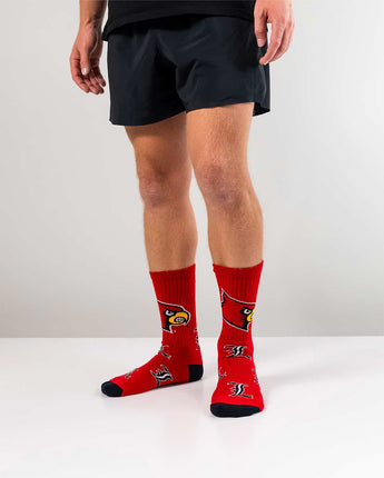 TCK socks Louisville Cardinals Mayhem Crew Socks (Made in USA)