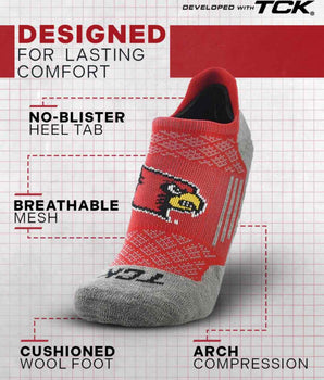TCK socks Louisville Cardinals Tour No Show Tab Socks - Made in USA