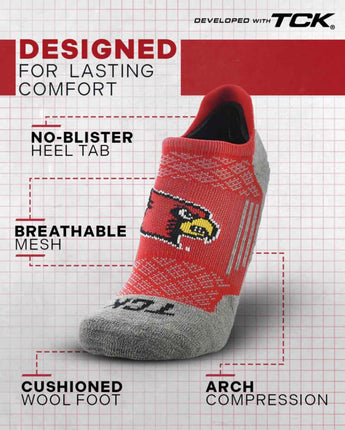 TCK socks Louisville Cardinals Tour No Show Tab Socks - Made in USA