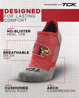 TCK socks Louisville Cardinals Tour No Show Tab Socks - Made in USA
