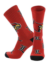 TCK socks Louisville Scarlet/Black/White / Large Louisville Cardinals Mayhem Crew Socks (Made in USA)