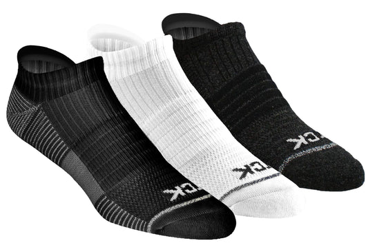 TCK socks Low Cut Ankle Socks with Tab for Men and Women - 3-pack Athletic Socks for Running, Walking- made from Recycled Materials