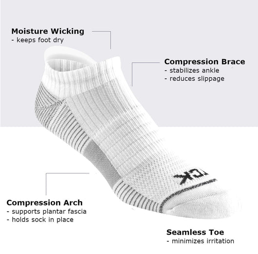 TCK socks Low Cut Ankle Socks with Tab for Men and Women - 3-pack Athletic Socks for Running, Walking- made from Recycled Materials