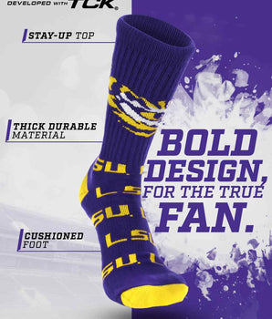 TCK socks LSU Purple/Gold / Large LSU Tigers Mayhem Crew Socks (Made in USA)