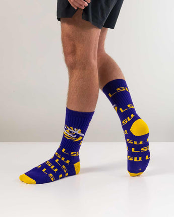 TCK socks LSU Purple/Gold / Large LSU Tigers Mayhem Crew Socks (Made in USA)