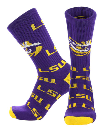 TCK socks LSU Purple/Gold / Large LSU Tigers Mayhem Crew Socks (Made in USA)