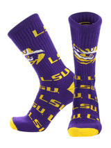 TCK socks LSU Purple/Gold / Large LSU Tigers Mayhem Crew Socks (Made in USA)
