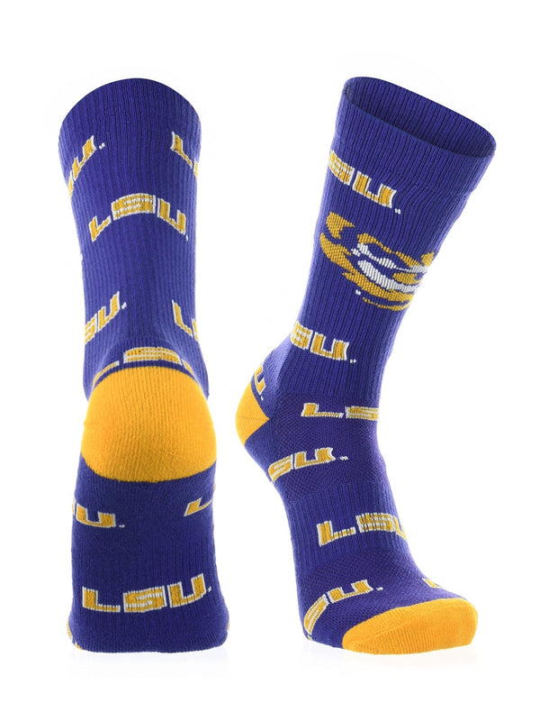 TCK socks LSU Purple/Gold / Large LSU Tigers Socks Crew Length Sock Mayhem