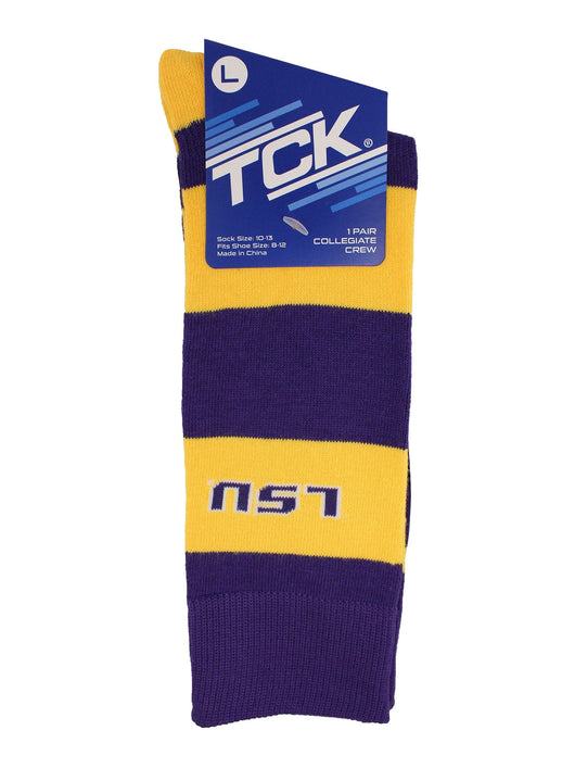 TCK socks LSU Purple/Gold / Large LSU Tigers Socks Game Day Striped Crew Socks
