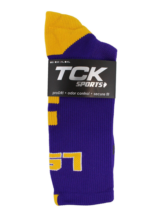 TCK socks LSU Tigers Baseline Crew Socks