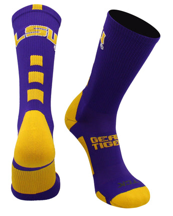 TCK socks LSU Tigers Baseline Crew USA Made