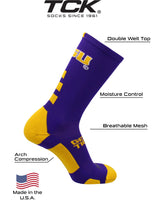 TCK socks LSU Tigers Baseline Crew USA Made
