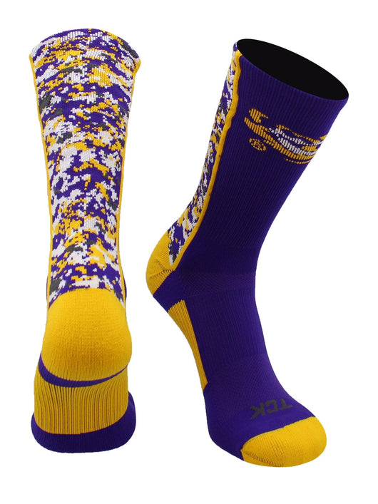 TCK socks LSU Tigers Digital Camo Crew Socks