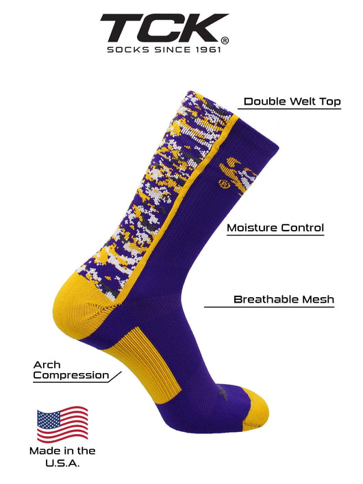 TCK socks LSU Tigers Digital Camo Crew Socks