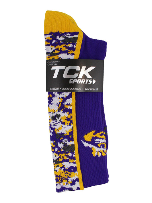 TCK socks LSU Tigers Digital Camo Crew Socks