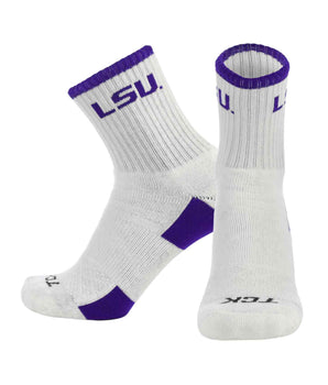 TCK LSU Tigers Quarter Socks - Made in USA